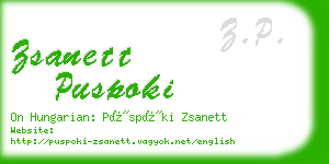 zsanett puspoki business card